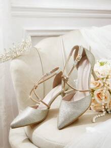 CUCCOO HITCHD Décolleté con tacco a spillo e punta a diamante color oro, eleganti per tragitto casa-lavoro, appuntamenti, matrimoni, ufficio, feste formali