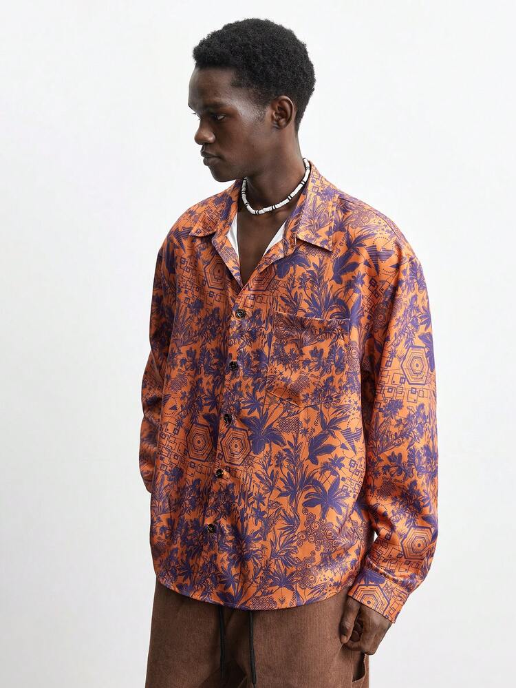 SHEIN Maija Men's 2025 Spring New Arrival Polo Neck Blue Striped Linen-Feel Loose Raglan Long Sleeve Casual Sweater, Fashion Minimalist For Valentine's Day Date, Holiday, New Year Party, Daily Commute & Travel