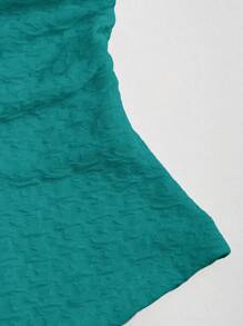 Sweetra Women's Plain Color Ruched Fitted Fashion Halter Tank Top Y2K - Green - View 3