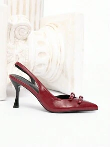 CUCCOO CHICEST Women's Pointed Toe Sexy High Heel Open Back Pumps, New 2025 Fashion Dress Shoes For Date, Party Valentine's Day - Burgundy - View 9