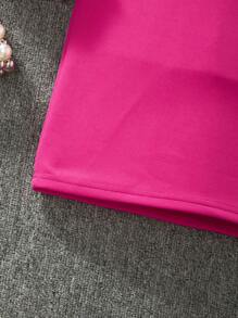 SHEIN Tween Girl Fuzzy Patchwork Open Shoulder Long Sleeve Party Dress, For Christmas - Hot Pink - View 5