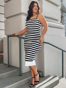 SHEIN LUNE 2 Stücke/Set Gestreiftes Oberteil mit Knopfleiste und lang Ärmeln in Große Größen, Bleistiftrock, romantische Lässig Valentinstag Damenkleidung, Geburtstagskleid für Frauen, Neujahrskostüm für Frauen, Valentinstag-Liebes-2-teiliges Set für Damen