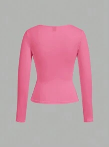 SHEIN EZwear Casual Simple Red Cherry Pattern Letter Print Loose Cropped Round Neck Short Sleeve Thin T-Shirt For Women,Slightly Sheer Suitable For Summer