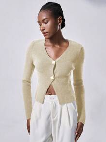 Chiquease Women's Elegant Knitted Long Sleeve Cardigan Sweater, Waist Cinched, Versatile, Autumn/Winter
