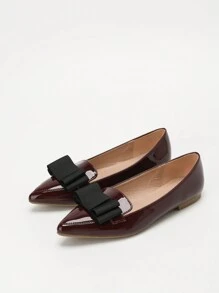 CUCCOO CURVES Wide Width Flat Shoes White, Fashion Buckle Flats For All Seasons - Burgundy - View 1