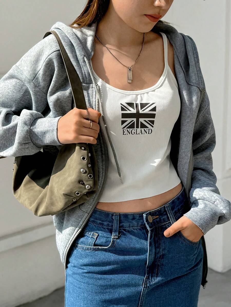 Jouncy Women Letter Print Casual Versatile Camisole Tank Top Graphic Tees Women Tops