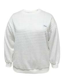 INAWLY Women's Plus Size Textured Crew Neck Sweatshirt Pullover Fall Winter Autumn - White - View 6