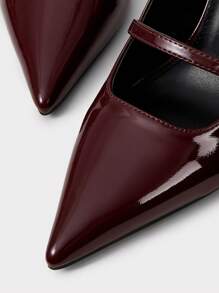 MOTF PREMIUM GIÀY CAO GÓT MŨI NHỎ KIỂU PHÁP SLINGBACK, GIÀY XUÂN, GIÀY CAO GÓT DỰ TIỆC PHỤC SINH DỰ TIỆC XUÂN - Màu Đỏ Sâu - Xem 4