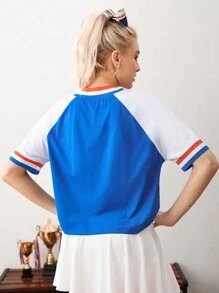Cheerettes Lässiges Farbblock Raglan Ärmel Sport T-Shirt
