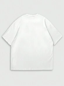 ROMWE MEN Street Life T-shirt décontracté à manches courtes col rond avec imprimé portrait pour hommes