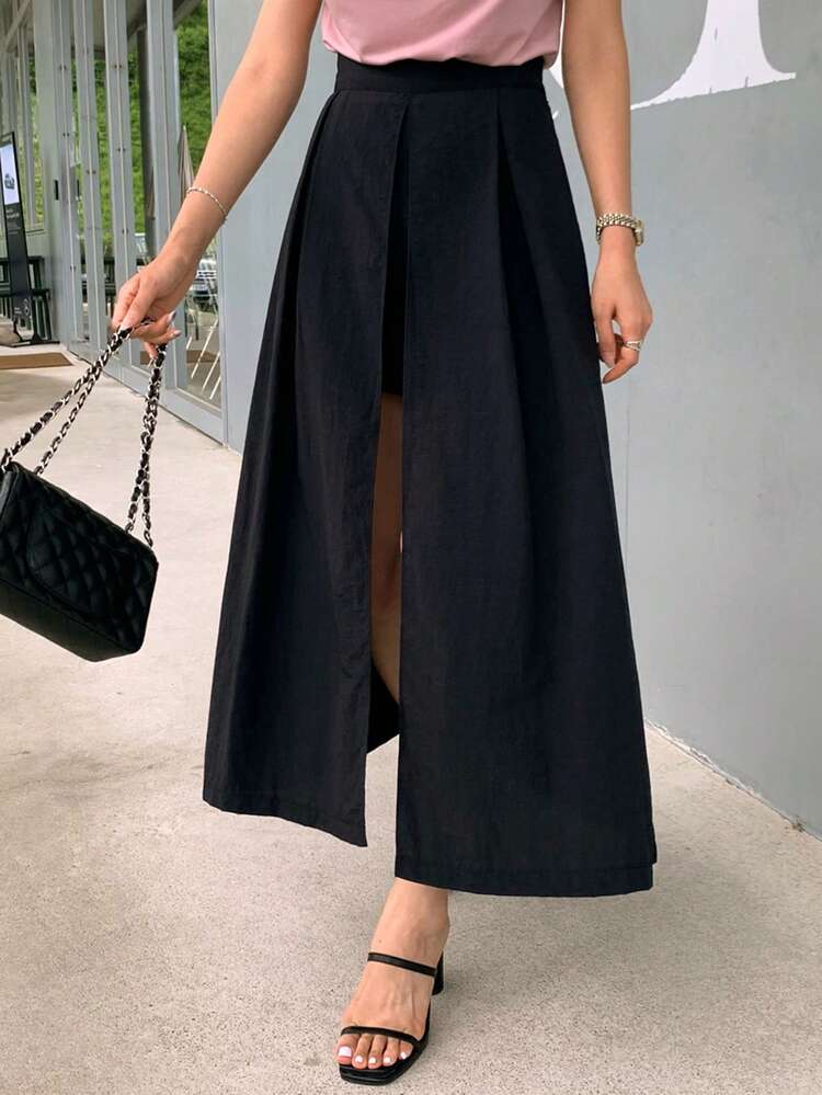 Women's Solid Color Crop Length Split Skirt, Spring/Summer