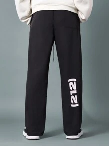 SUMWON Pantalón de nailon con ajuste recto y estampado gráfico