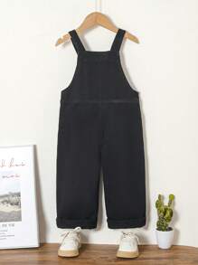 Young Girl Denim Overalls And Jumpsuit - Black - View 2
