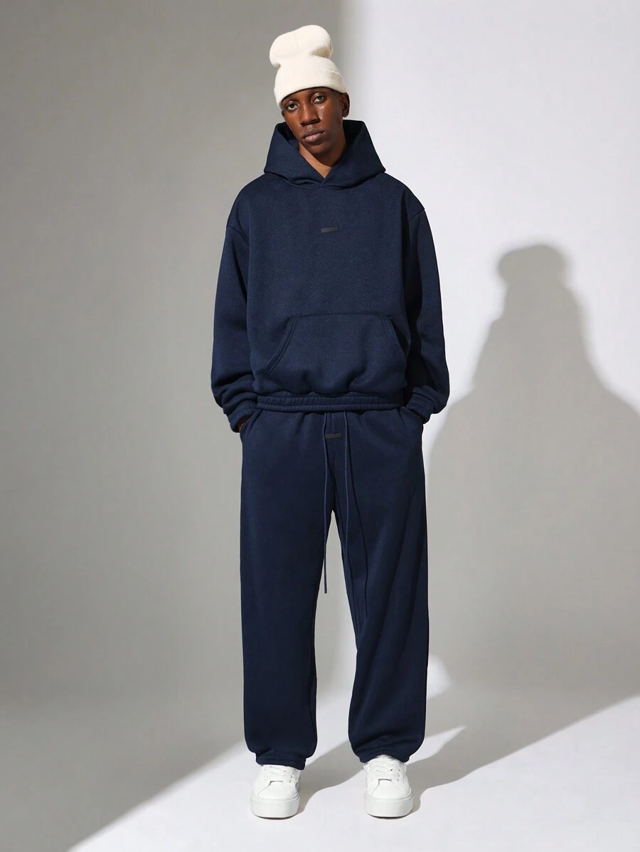 SUMWON Regular Fit Overhead Essential Hoodie And Barrel Fit Jogger 2 Piece Set - Blue - View 1