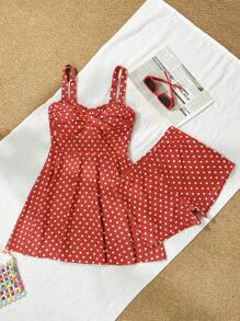 Swim Lushoire New Beach Outfit For Women, Tankini Swimsuit With Tummy Control, High-End Resort & Spa Style For Summer Beach Vacation - Red - View 5