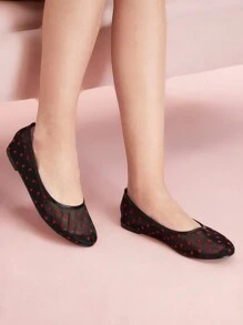 CUCCOO DOLLMOD 女士平底鞋，银色金属 PU 和灰色仿麂皮材质，圆头情人节款 - 黑色 - 查看 4
