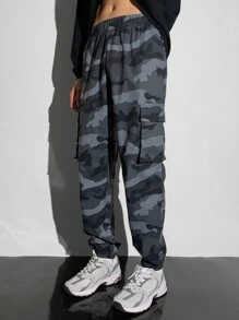 SHEIN 青少年男孩休闲工装迷彩锥形裤，街头潮流朋克摇滚学院日常外出派对音乐节，适合春夏季 - 彩色 - 查看 8