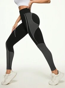 Easithlete 1 件高腰无缝瑜伽紧身裤，弹力运动紧身裤 - 彩色 - 查看 5