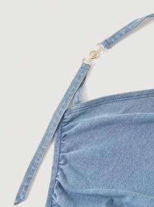 SHEIN MOD Women's Denim Casual Stretchy Vest Halter Top, Valentine's Day Vest, Crop Women Tops, Brunch Women Spring Women Tops, Vintage