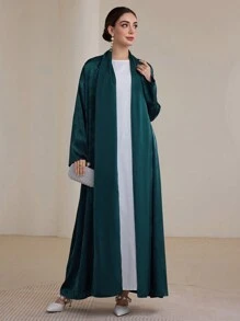 Graceveil Fashionable Elegant Jacquard Fabric Arabic Style Open Front Robe, Spring/Summer Modest, Abaya