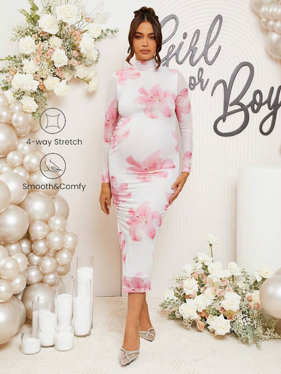 SANCTUARY Womens Sheer Floral Long Sleeve V Neck Above The Knee Party Baby Doll Dress main image 1