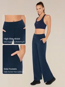 GLOWMODE Modal Silk Touch Wide Leg High Waist Lounge Pants With Side Pockets Daily Casual Fall