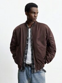 Maija Men's 2025 Spring Casual Buttoned Cuff Loose Fit Thermal Lined Long Sleeve Jacket/Outwear, Fashion Simple For Valentine's Day, Holiday, New Year Party, Daily, Travel - Mocha Brown - View 4