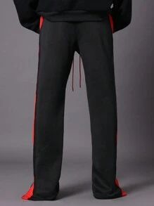 SUMWON Flare Fit Jogger Pants Athletics Sports Performance Streetwear Side Stripe Track Pants Wide Fit Training Bottoms Retro Style Workout Athleisure