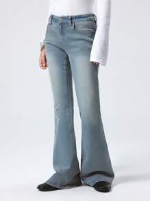 LYSMO Women's Front Button Pocket Plain Casual Denim Jeans, Daily Wear