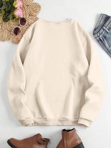 INAWLY Women's Round Neck Long Sleeve Letter Print Casual Sweatshirt