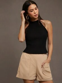 SHEIN Essnce 掛脖上衣&短褲不附腰帶 - 彩色 - 查看 4