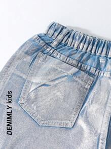 SHEIN Pantalones cargo plateados metálicos de estilo ciberpunk futurista con múltiples bolsillos 3D para adolescentes chicas