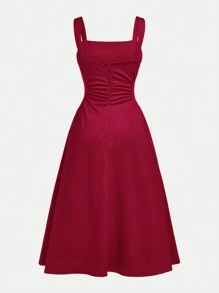 SHEIN Girlism Einfarbiges, gerafftes, legeres, elegantes Camisole-Kleid für Teenager-Mädchen
