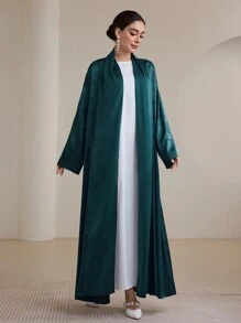 Graceveil Fashionable Elegant Jacquard Fabric Arabic Style Open Front Robe, Spring/Summer Modest, Abaya