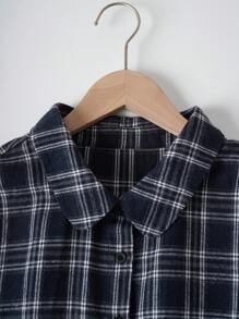 EMERY ROSE Plus Size Women Plaid Long Sleeve Button Down Leisure Shirt Dress For Fall, Winter Women Clothes