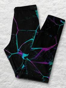 Calvaya Women's Colorful Textured Pattern Printed Ankle Length Leggings, Sports Pants - Black - View 3