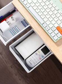 SHEIN 1PC Ngăn kéo dưới bàn trượt ra ngoài màu trắng tự dính Ngăn kéo dưới bàn, Ngăn kéo bàn bằng nhựa, Ngăn kéo ẩn cho văn phòng - trắng - Xem 3