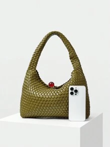 MOTF PREMIUM WOMEN'S FASHIONABLE SIMPLE WOVEN SHOULDER BAG - Olive Green - View 3