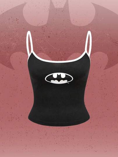Batman X ROMWE Crop Top mit Logoprint im Street-Style