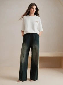 Anewsta Women's Elegant White Embroidered Casual T-Shirt Top, Spring/Summer