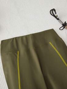 SHEIN Girls' Fall Outdoor Casual High Stretch Comfortable Skinny Yoga Pants With Contrast Stripe Design To Show Leg Curve, Suitable For Outdoor Play, Daily Sports, Urban Street Shooting