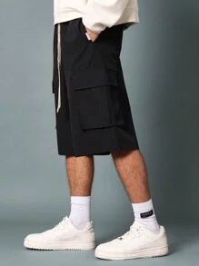 SUMWON 拉上尼龙工装裤 - 黑色 - 查看 1