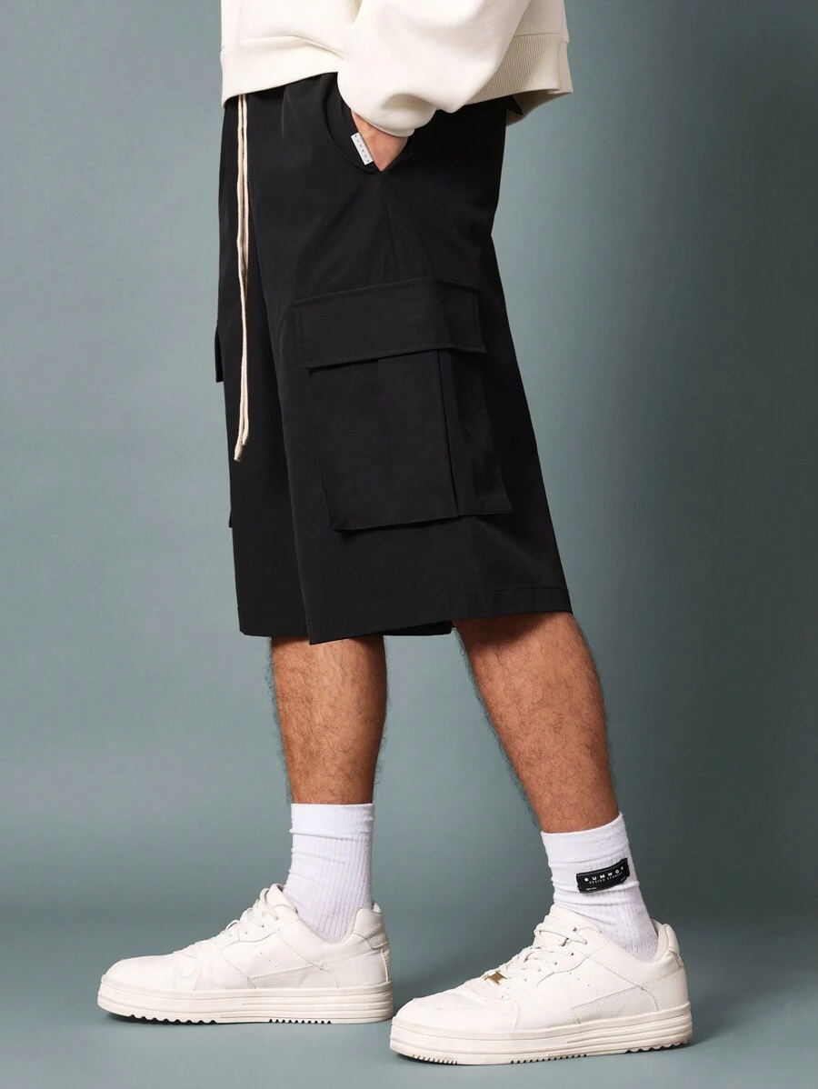 SUMWON 拉上尼龙工装裤 - 黑色 - 查看 1