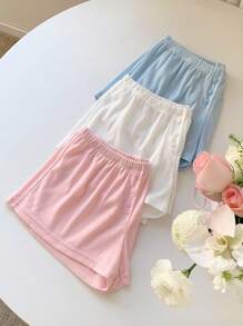 Comfortcana Women's Summer Solid Color Casual Simple Shorts, Suitable For Everyday Wear