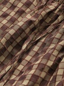 DAZY Plaid Loose Simple Straight Leg Pajama Bottoms - Coffee Brown - View 7