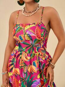 Travachic 大碼熱帶圖案後背繫帶吊帶連衣裙 - 彩色 - 查看 6