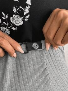 SHEIN 2pcs/Set Maternity Form-Fitting T-Shirt And Adjustable Waist Slim Skirt