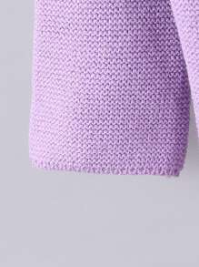 Girls Vintage Palace Style Double-Breasted Knitted Cardigan, Blue Collar Thick Knitted Sweater