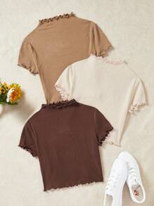 SHEIN EZwear 3入組生邊立領t恤 - 彩色 - 查看 6