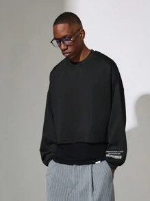 SUMWON 现代分层面板下摆运动衫休闲运动休闲街头服饰简约都市时尚工作室系列设计师上衣秋冬超大版型